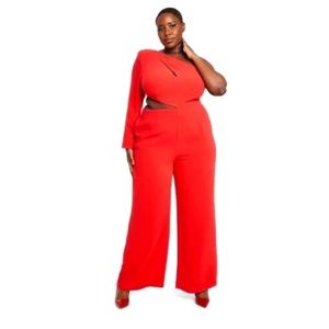 NWT Sergio Hudson x Target Red One Shoulder Cutout Jumpsuit